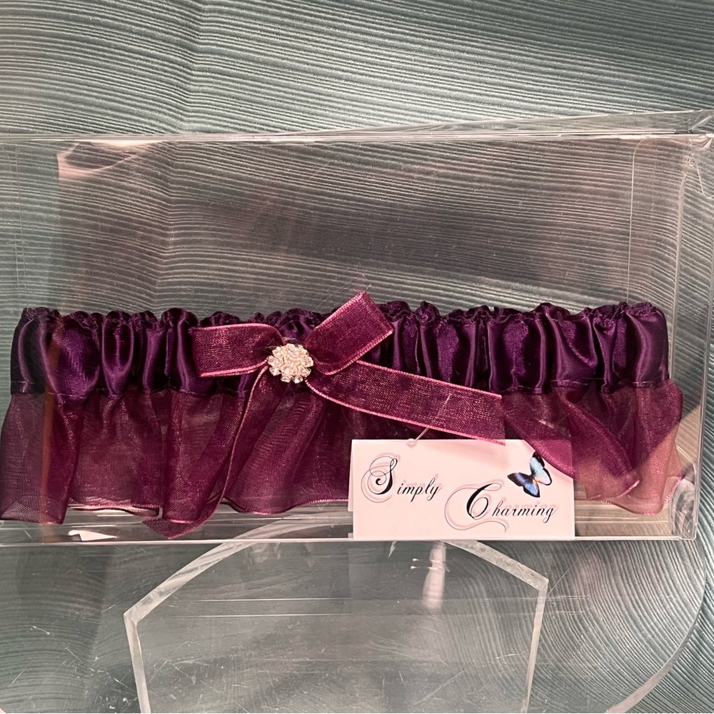 Maroon Wedding Garter with Elegant Satin Finish